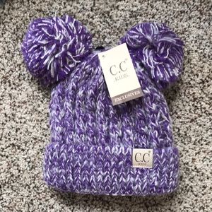 Kids c.c beanie, double pom pom cc beanie, beanies